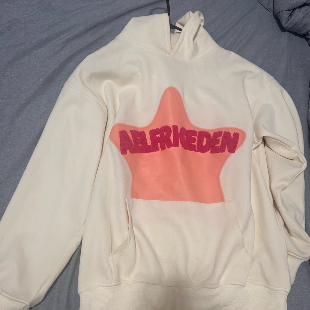 Aelfric Eden Cream Hoodie with Pink Graphic